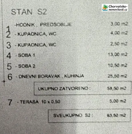 Prodej bytu 3+kk, Novalja, Chorvatsko, 60 m2