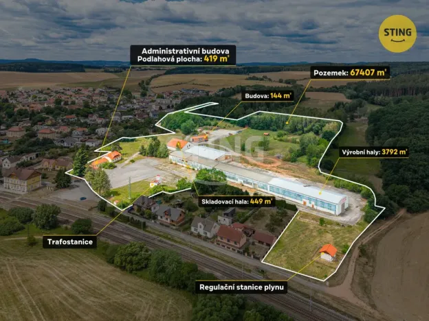 Prodej výrobních prostor, Blížejov, Nádražní, 5979 m2