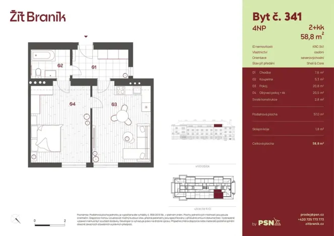 Prodej bytu 2+kk, Praha, Ke Krči, 54 m2