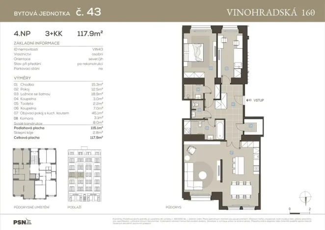 Prodej bytu 3+kk, Praha, Vinohradská, 107 m2