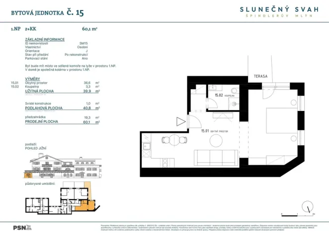 Prodej bytu 2+kk, Špindlerův Mlýn - Bedřichov, 40 m2