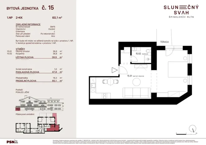 Prodej bytu 2+kk, Špindlerův Mlýn - Bedřichov, 40 m2