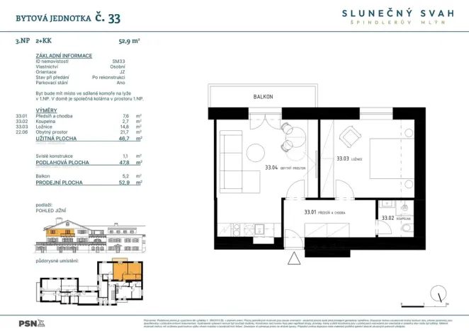Prodej bytu 2+kk, Špindlerův Mlýn - Bedřichov, 47 m2