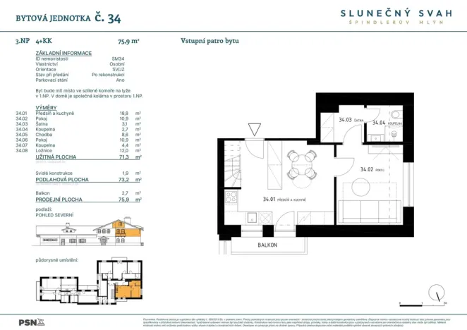 Prodej bytu 4+kk, Špindlerův Mlýn - Bedřichov, 71 m2