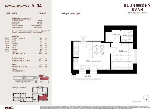 Prodej bytu 4+kk, Špindlerův Mlýn - Bedřichov, 71 m2