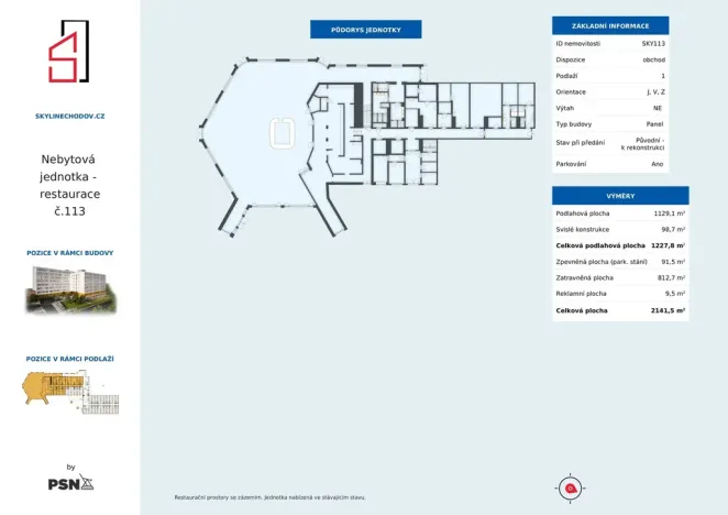 Prodej obchodního prostoru, Praha, Čenětická, 1228 m2