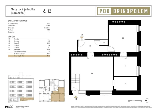 Prodej obchodního prostoru, Praha, Pod Drinopolem, 67 m2