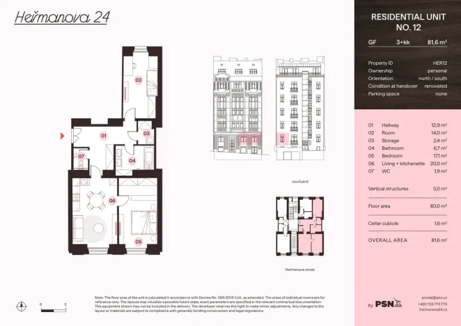 Prodej bytu 3+kk, Praha, Heřmanova, 75 m2