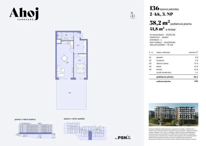 Prodej bytu 2+kk, Praha, Československého exilu, 57 m2