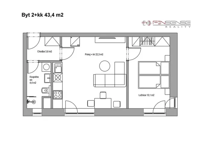 Pronájem bytu 2+kk, Kladno, Pavlisova, 45 m2
