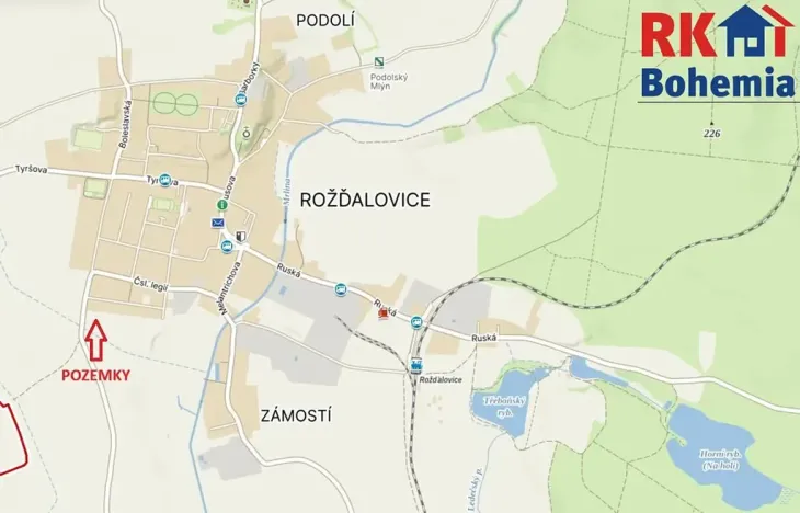 Prodej pozemku pro bydlení, Rožďalovice, Polní, 820 m2
