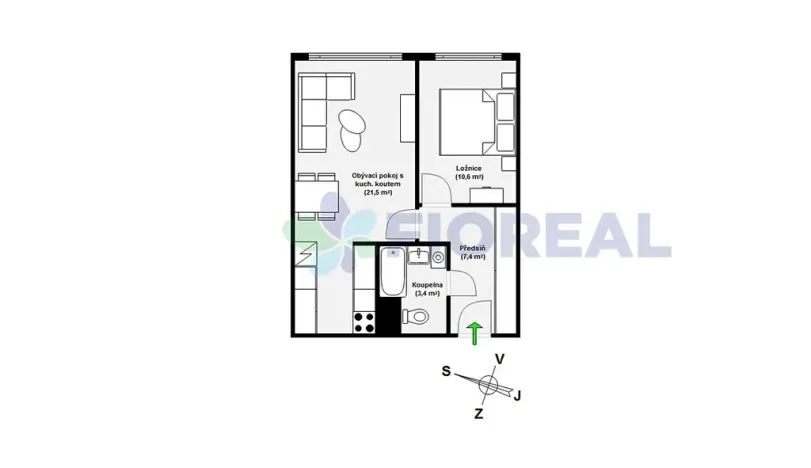 Pronájem bytu 2+kk, Praha - Stodůlky, Amforová, 43 m2