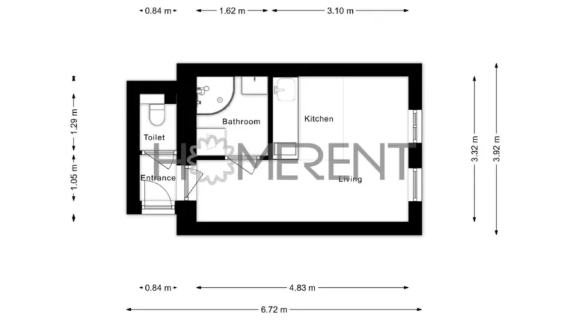 Pronájem bytu 1+kk, Praha - Vysočany, Kolmá, 19 m2