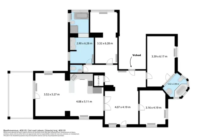 Pronájem bytu 4+kk, Ústí nad Labem - Klíše, Beethovenova, 152 m2