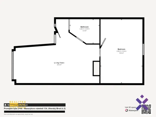 Pronájem bytu 2+kk, Uherský Brod, Masarykovo nám., 47 m2