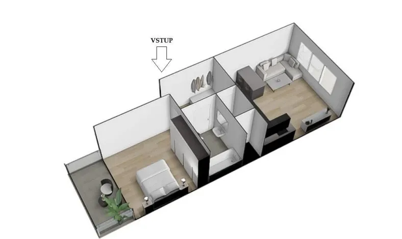 Pronájem bytu 2+kk, Brno - Židenice, Letní, 56 m2