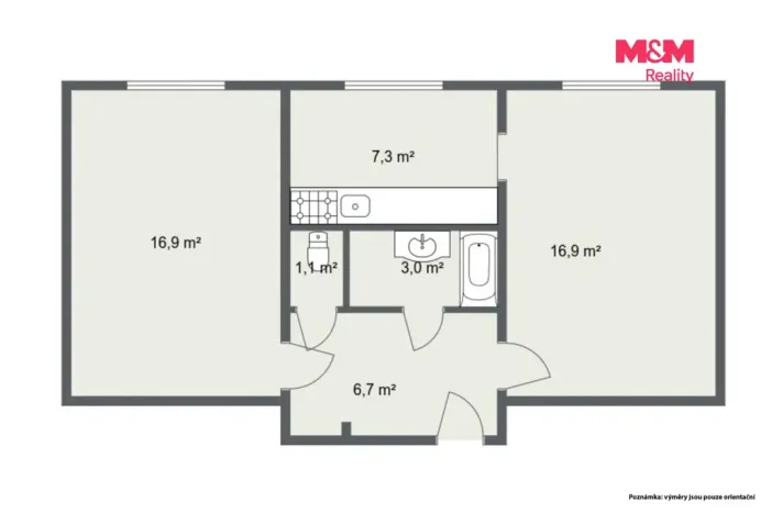 Prodej bytu 2+1, Citice, 52 m2