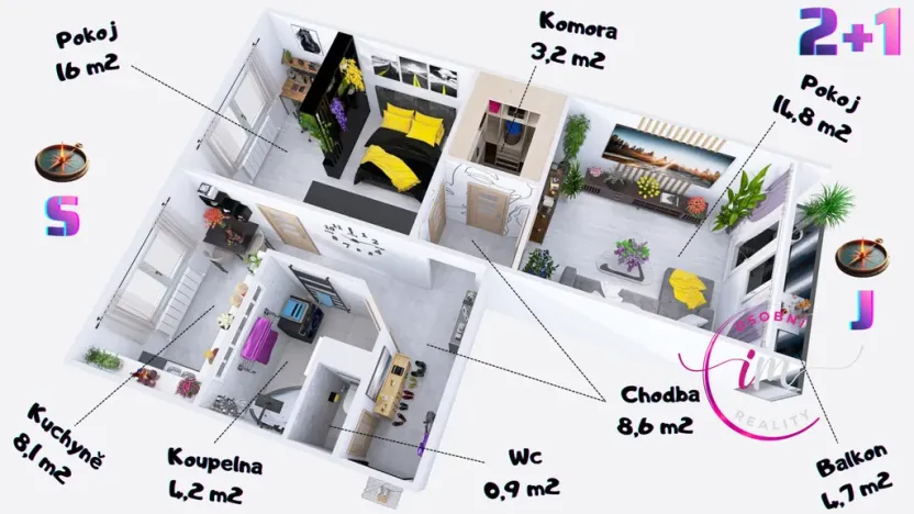 Pronájem bytu 2+1, Třebíč - Nové Dvory, Gen. Svobody, 56 m2
