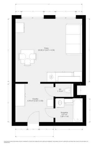 Pronájem bytu 1+kk, Brno, Spodní, 32 m2