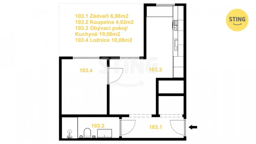 Prodej bytu 2+kk, Žďár nad Sázavou, Nádražní, 41 m2