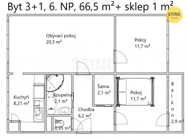 Prodej bytu 3+1, Zlín, třída 3. května, 64 m2