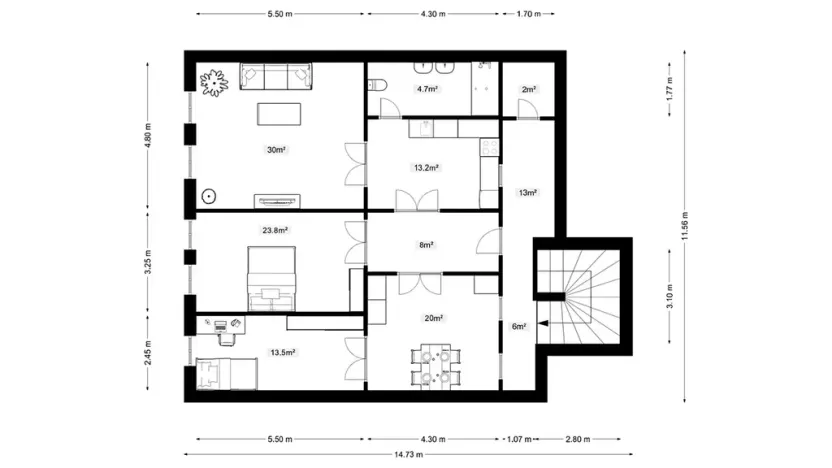 Prodej vícegeneračního domu, Švihov, nám. T. G. Masaryka, 240 m2