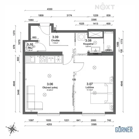 Prodej bytu 2+kk, Praha - Nusle, Družstevní, 52 m2