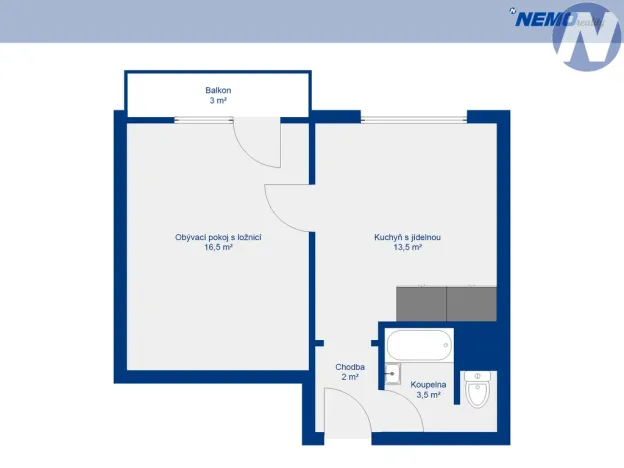 Pronájem bytu 1+1, Volary, Náměstí, 40 m2