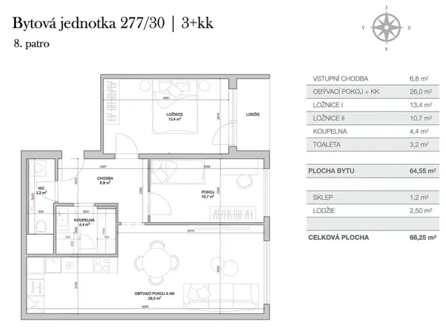 Prodej bytu 3+kk, Praha - Petrovice, Rezlerova, 69 m2