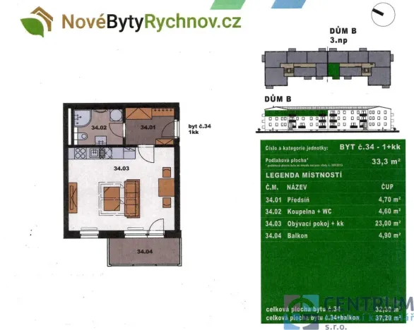 Pronájem bytu 1+kk, Rychnov u Jablonce nad Nisou, Mlýnská, 38 m2