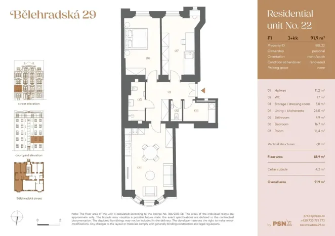 Prodej bytu 3+kk, Praha, Bělehradská, 82 m2