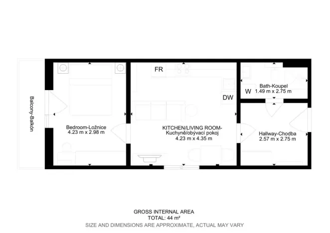 Pronájem bytu 2+kk, Praha - Kyje, Za černým mostem, 42 m2