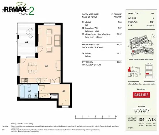 Prodej bytu 1+kk, Praha - Hrdlořezy, Učňovská, 45 m2