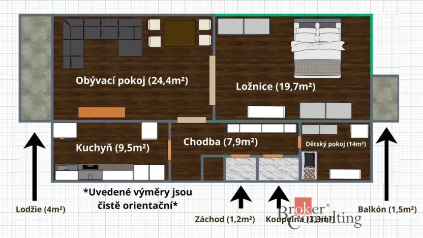 Prodej bytu 3+1, Pardubice - Zelené Předměstí, Sladkovského, 90 m2