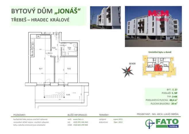 Pronájem bytu 2+kk, Hradec Králové - Třebeš, Svatojánská, 49 m2