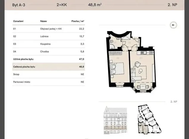 Pronájem bytu 2+kk, Praha - Nové Město, Na Zderaze, 49 m2
