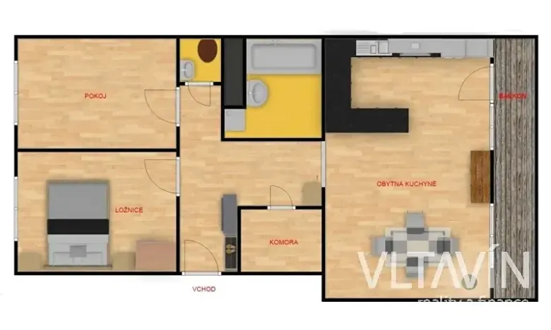 Pronájem bytu 3+kk, Praha - Liboc, U silnice, 62 m2