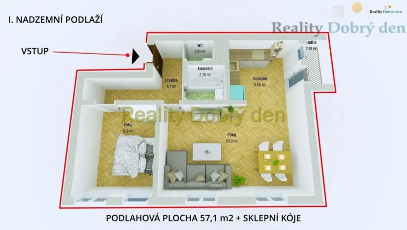 Prodej bytu 2+kk, Opava, Mařádkova, 57 m2