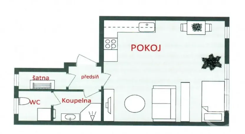 Pronájem bytu 2+kk, Ostrava - Moravská Ostrava, Jílová, 44 m2