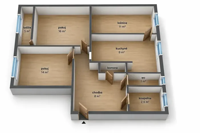 Pronájem bytu 3+1, Zlín, třída Tomáše Bati, 63 m2