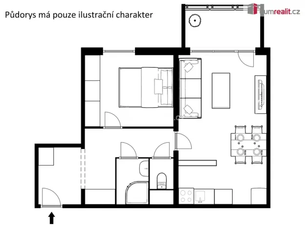 Pronájem bytu 2+kk, Velešín, Sídliště, 44 m2