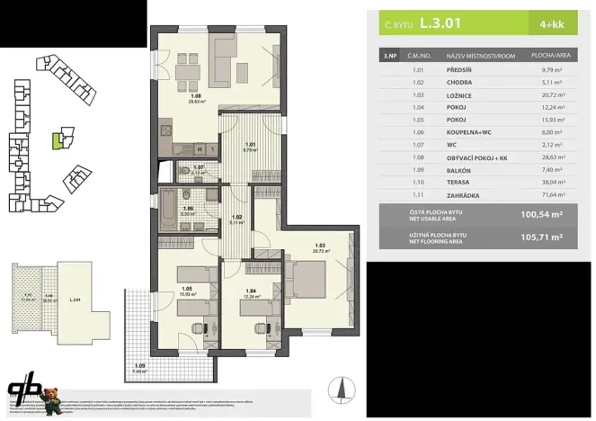 Prodej bytu 4+kk, Ostrava, Na Prádle, 101 m2