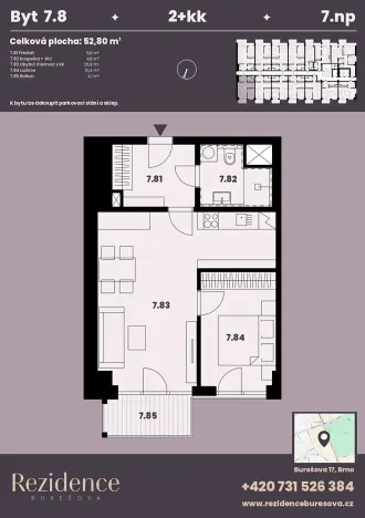 Prodej bytu 2+kk, Brno, Burešova, 53 m2
