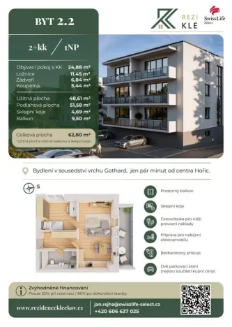 Prodej bytu 2+kk, Hořice, 49 m2