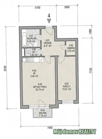 Pronájem bytu 2+kk, Praha - Kunratice, Merhoutova, 60 m2