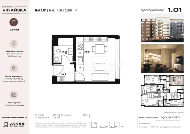 Prodej bytu 1+kk, Praha - Holešovice, Vinařská, 22 m2