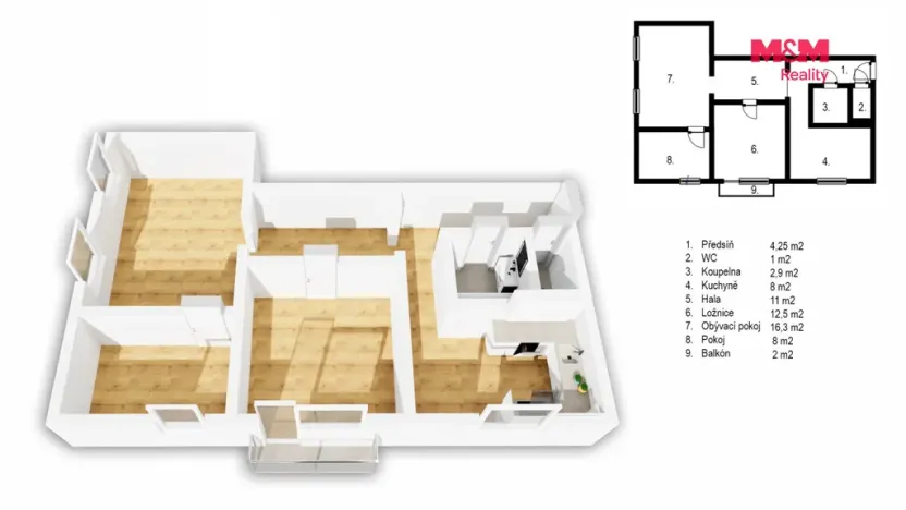 Prodej bytu 3+1, Hluboká nad Vltavou, Nerudova, 66 m2