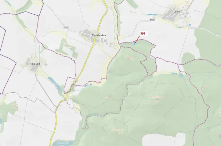 Dražba lesa, Chotěbudice, 2054 m2