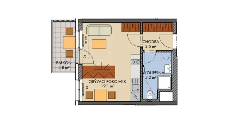 Prodej bytu 1+kk, Praha - Dolní Měcholupy, Honzíkova, 28 m2