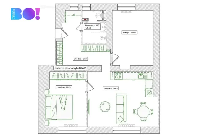 Prodej bytu 3+kk, Ostrava, Rodimcevova, 60 m2